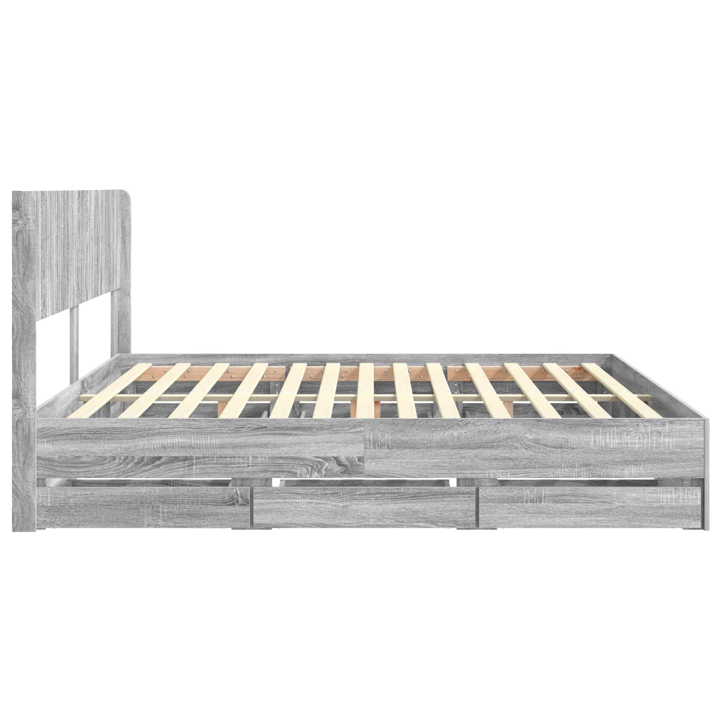Bed Frame with Storage and Headboard Grey Sonoma 200 x 200 cm