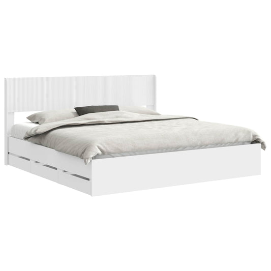 Bed Frame with Storage and Headboard White 180 x 200 cm