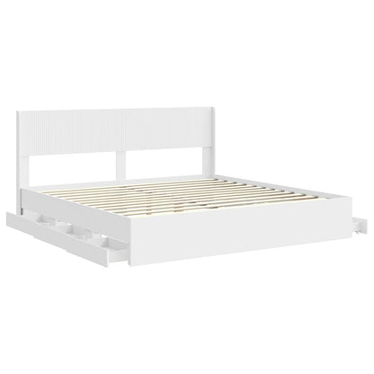 Bed Frame with Storage and Headboard White 180 x 200 cm
