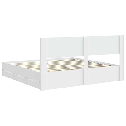 Bed Frame with Storage and Headboard White 180 x 200 cm