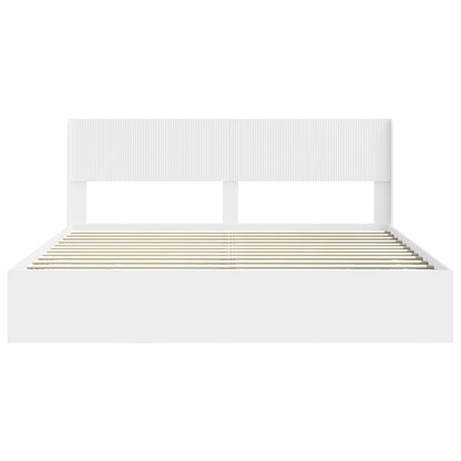 Bed Frame with Storage and Headboard White 180 x 200 cm