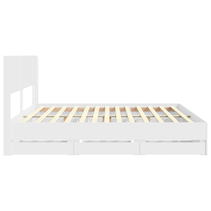 Bed Frame with Storage and Headboard White 180 x 200 cm