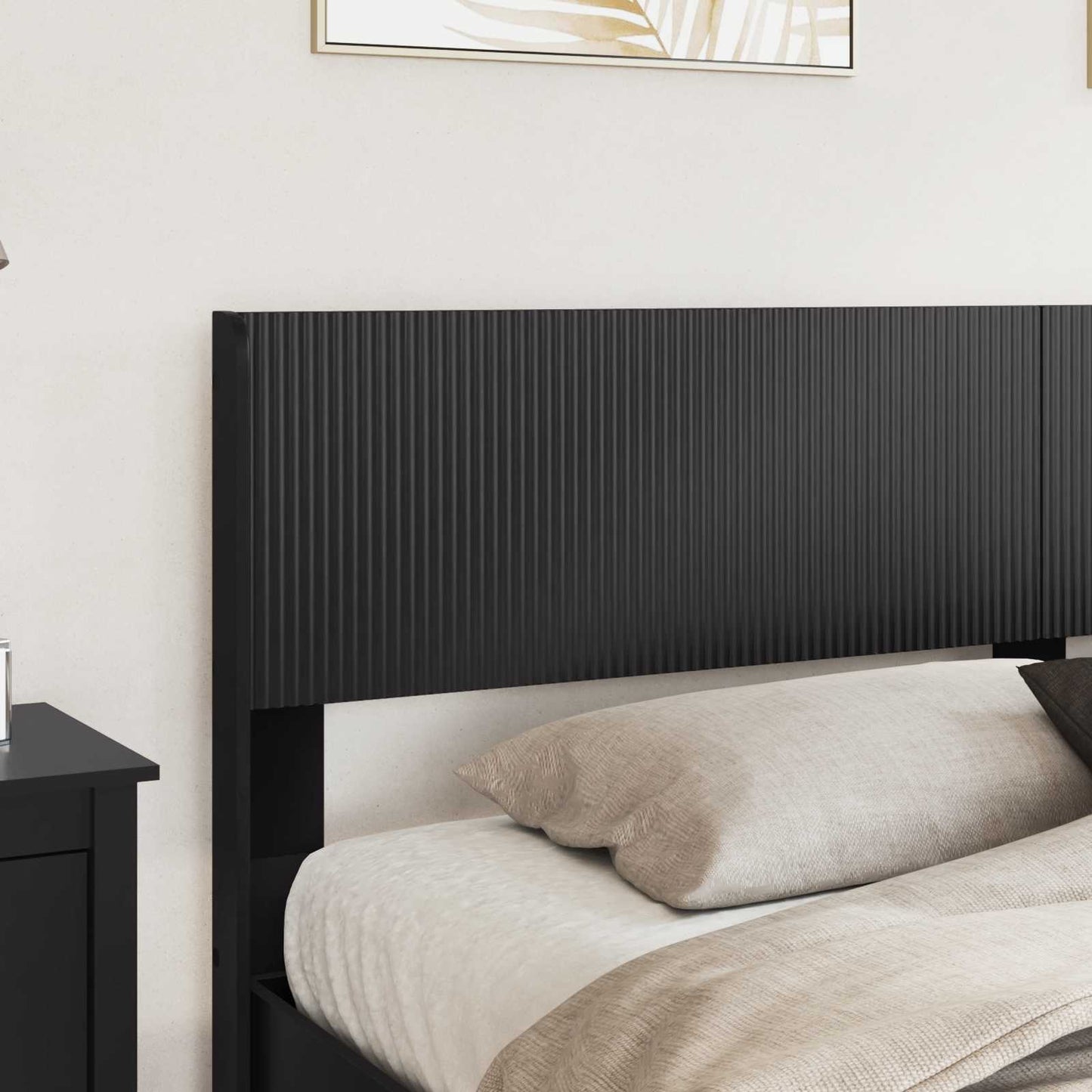 Bed Frame with Storage and Headboard Black 180 x 200 cm