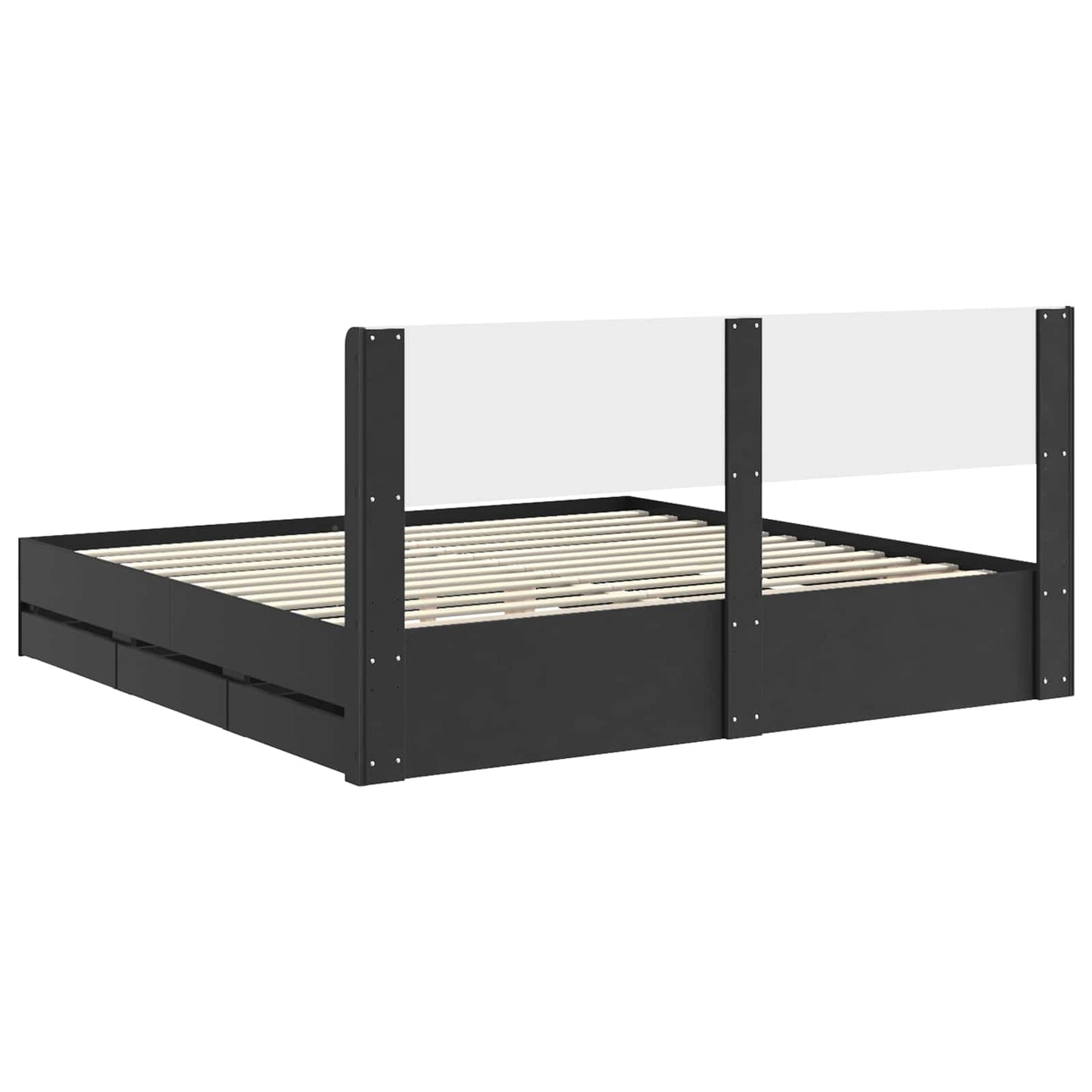 Bed Frame with Storage and Headboard Black 180 x 200 cm