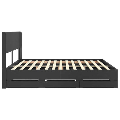 Bed Frame with Storage and Headboard Black 180 x 200 cm