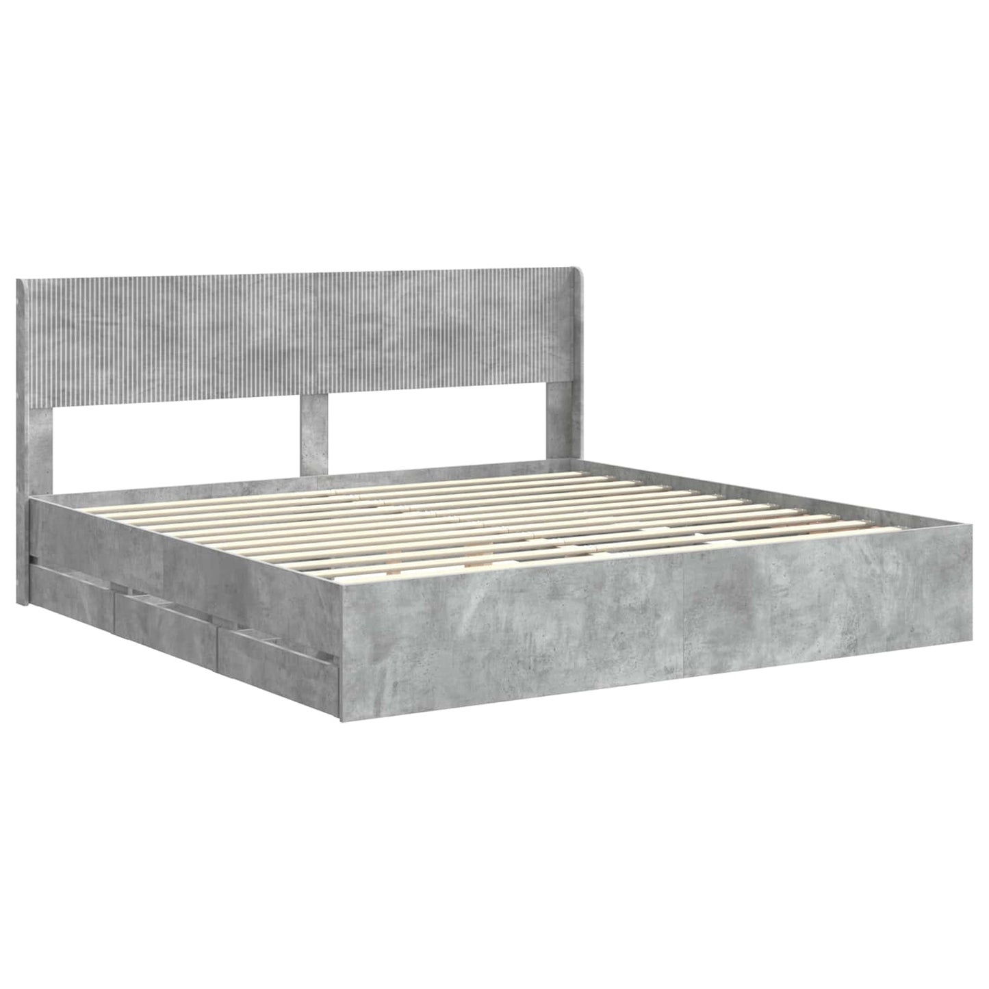 Bed Frame with Storage and Headboard Concrete Grey 180 x 200 cm