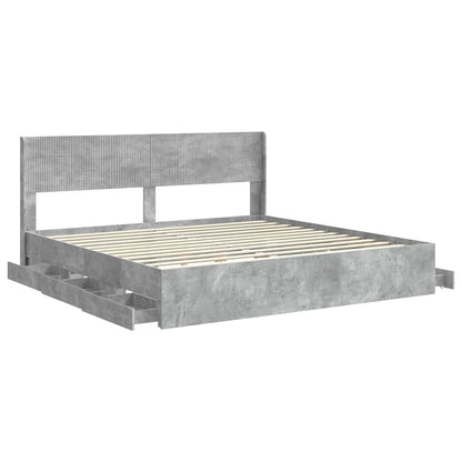 Bed Frame with Storage and Headboard Concrete Grey 180 x 200 cm