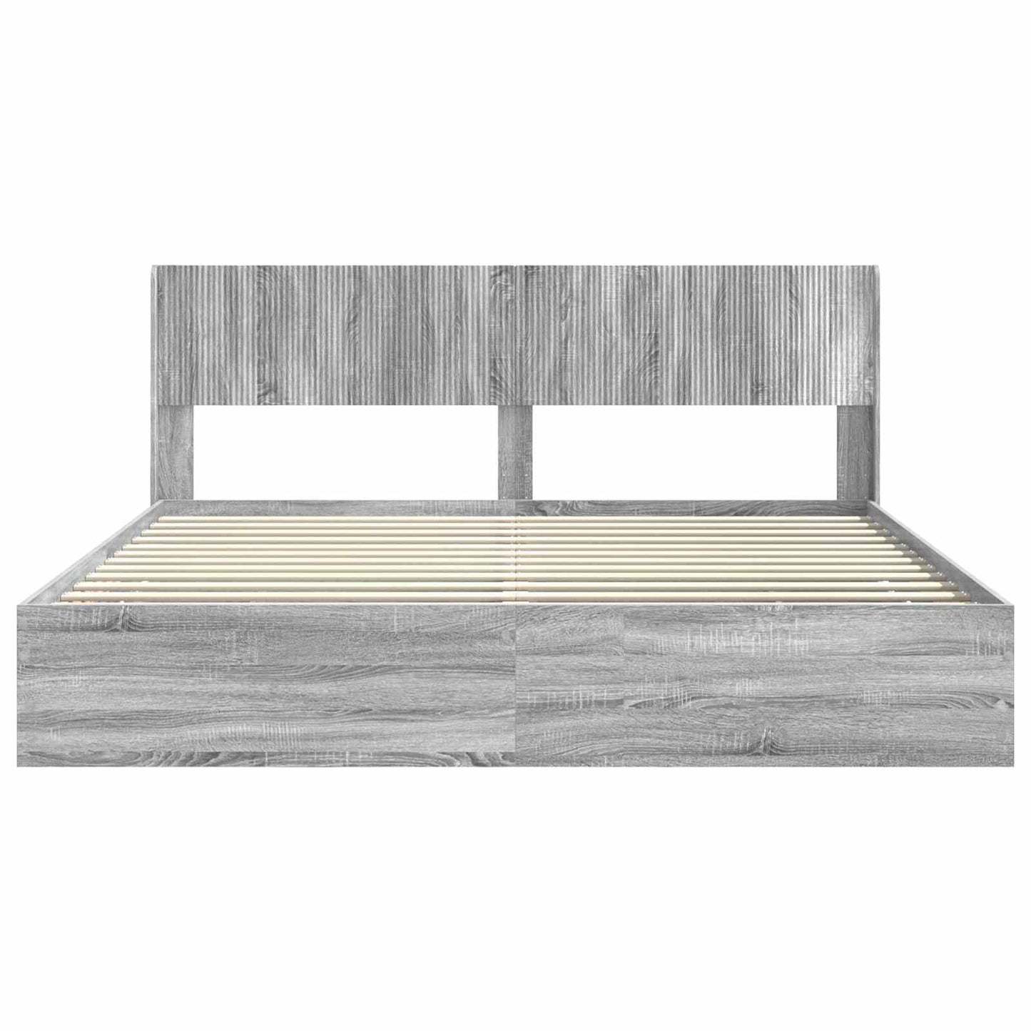 Bed Frame with Storage and Headboard Grey Sonoma 180 x 200 cm