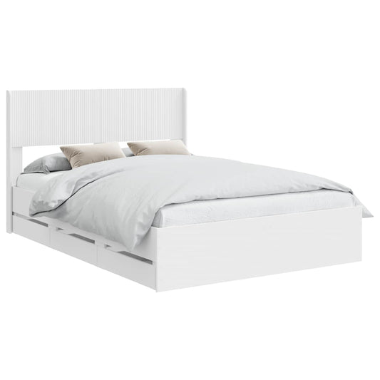 Bed Frame with Storage and Headboard White 160 x 200 cm
