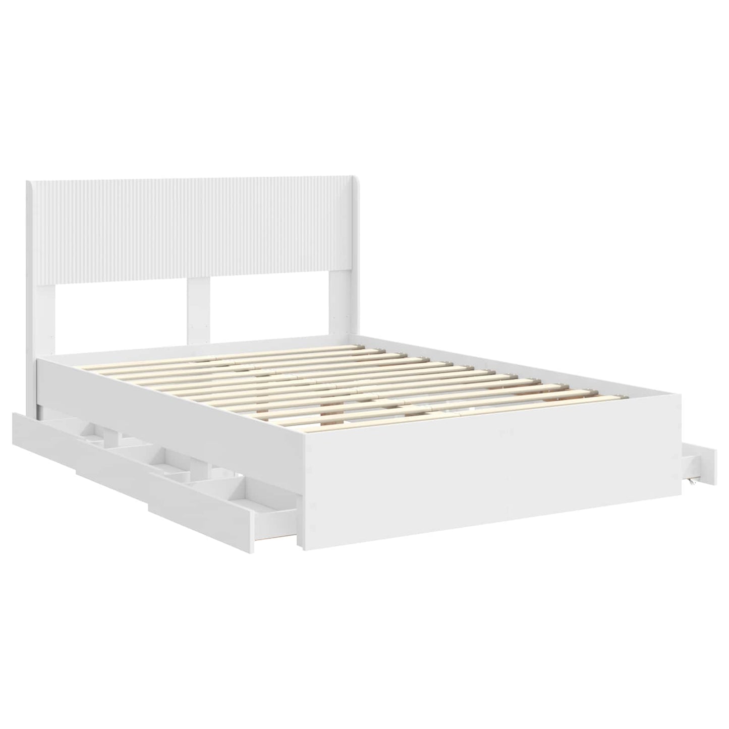 Bed Frame with Storage and Headboard White 160 x 200 cm