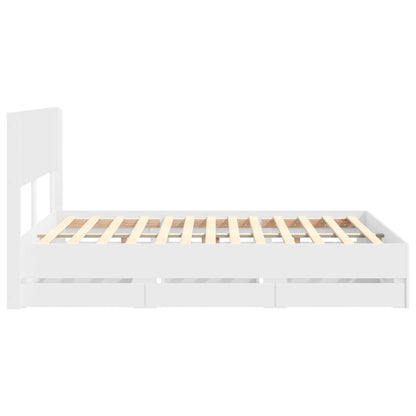 Bed Frame with Storage and Headboard White 160 x 200 cm