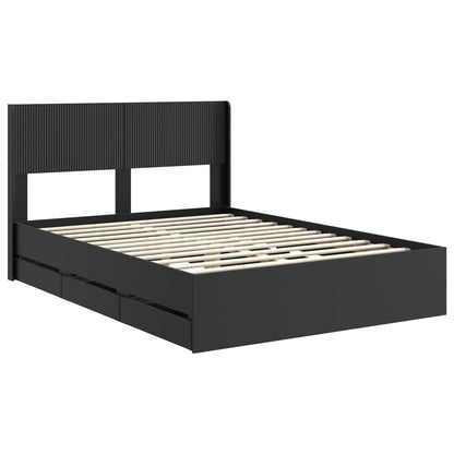 Bed Frame with Storage and Headboard Black 160 x 200 cm