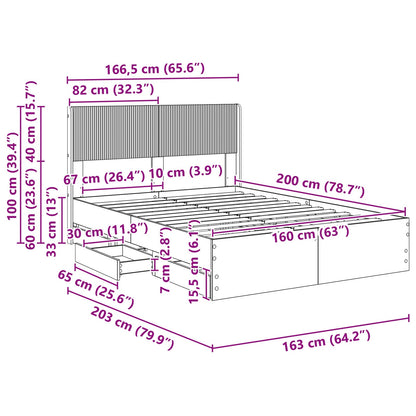 Bed Frame with Storage and Headboard Black 160 x 200 cm