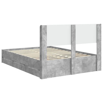 Bed Frame with Storage and Headboard Concrete Grey 160 x 200 cm