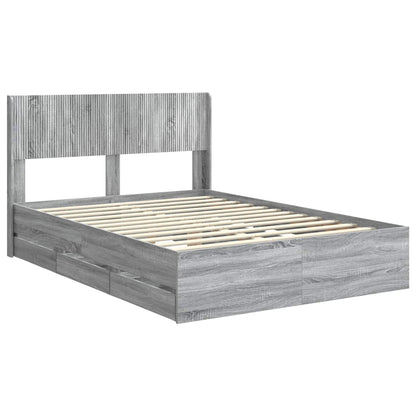 Bed Frame with Storage and Headboard Grey Sonoma 160 x 200 cm