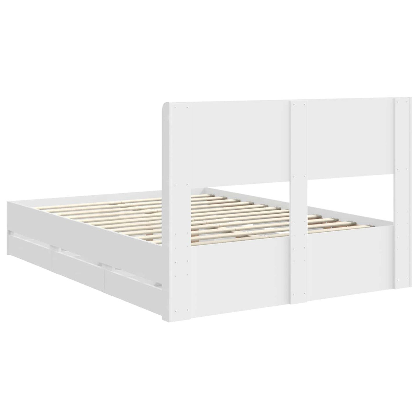 Bed Frame with Storage and Headboard White 150 x 200 cm