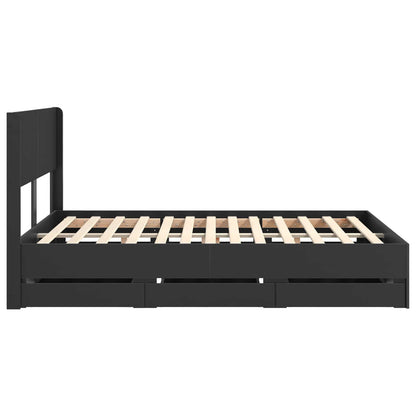 Bed Frame with Storage and Headboard Black 150 x 200 cm