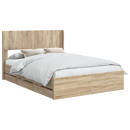 Bed Frame with Storage and Headboard Sonoma Oak 150 x 200 cm