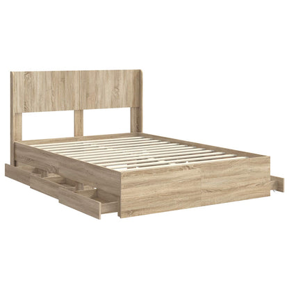 Bed Frame with Storage and Headboard Sonoma Oak 150 x 200 cm