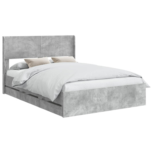 Bed Frame with Storage and Headboard Concrete Grey 150 x 200 cm