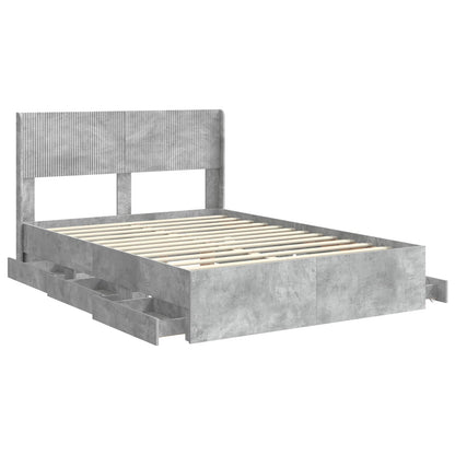 Bed Frame with Storage and Headboard Concrete Grey 150 x 200 cm