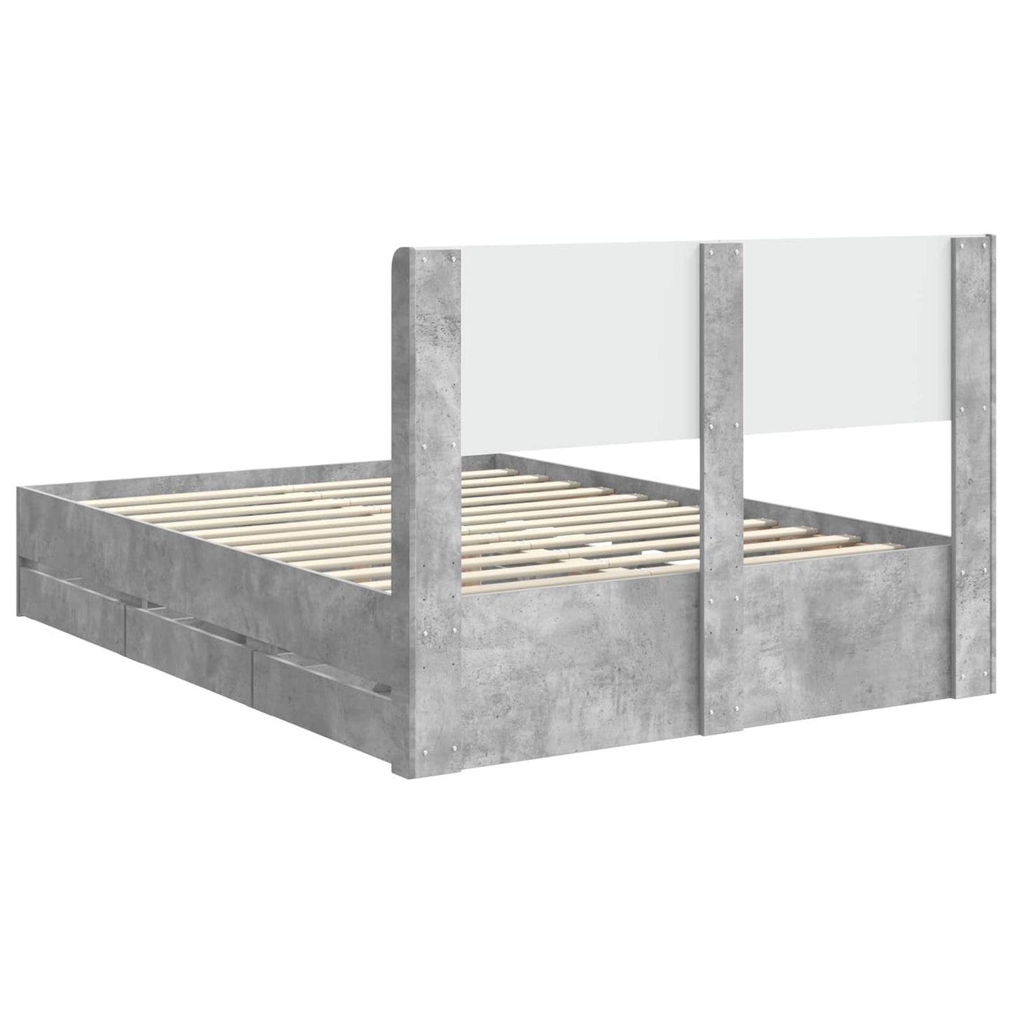 Bed Frame with Storage and Headboard Concrete Grey 150 x 200 cm