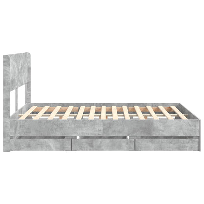 Bed Frame with Storage and Headboard Concrete Grey 150 x 200 cm