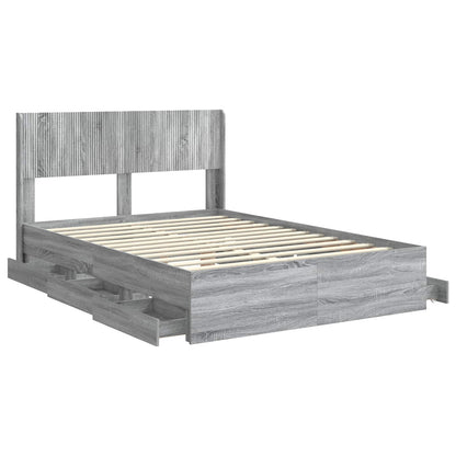 Bed Frame with Storage and Headboard Grey Sonoma 150 x 200 cm