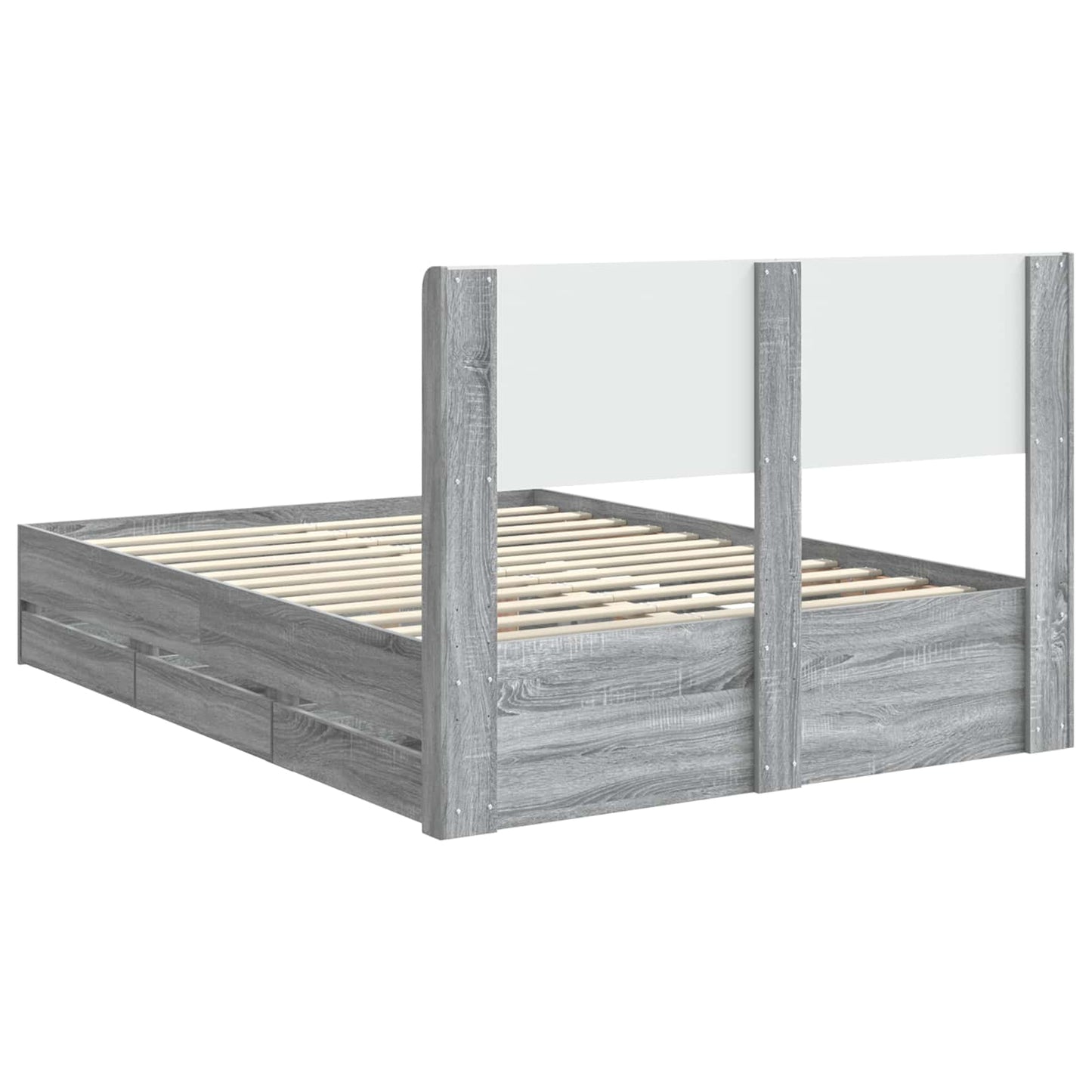 Bed Frame with Storage and Headboard Grey Sonoma 150 x 200 cm
