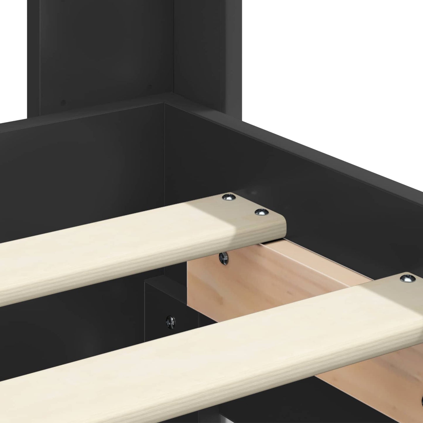 Bed Frame with Storage and Headboard Black 140 x 200 cm