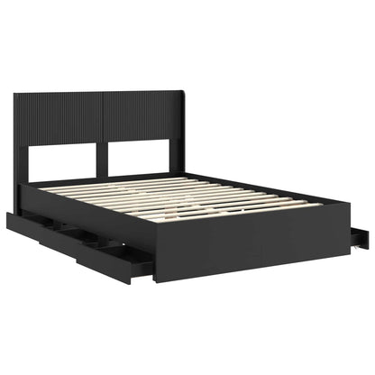 Bed Frame with Storage and Headboard Black 140 x 200 cm