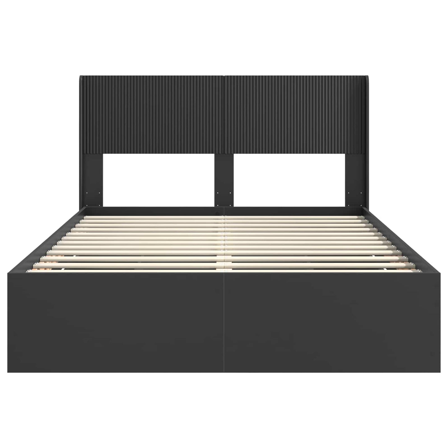Bed Frame with Storage and Headboard Black 140 x 200 cm