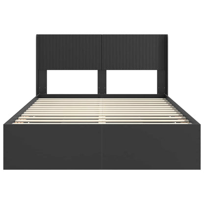 Bed Frame with Storage and Headboard Black 140 x 200 cm