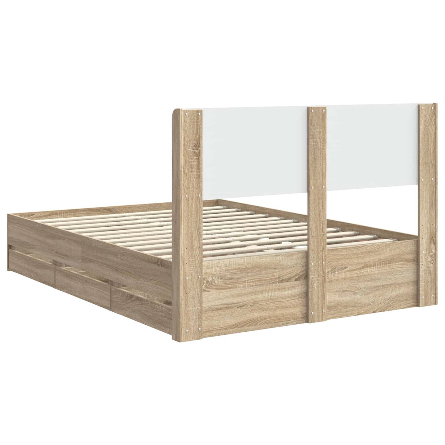 Bed Frame with Storage and Headboard Sonoma Oak 140 x 200 cm
