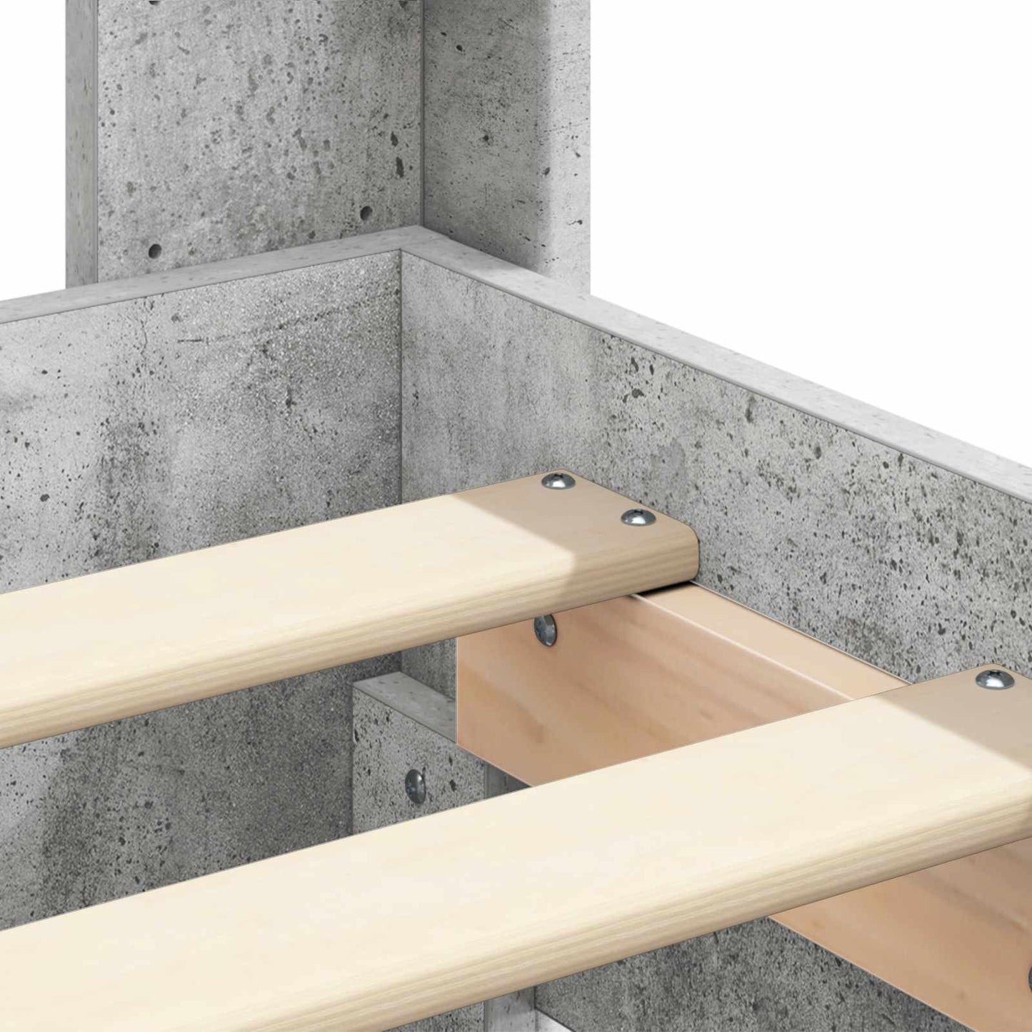 Bed Frame with Storage and Headboard Concrete Grey 140 x 200 cm