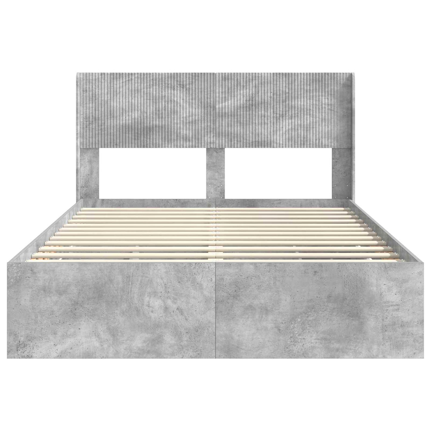Bed Frame with Storage and Headboard Concrete Grey 140 x 200 cm