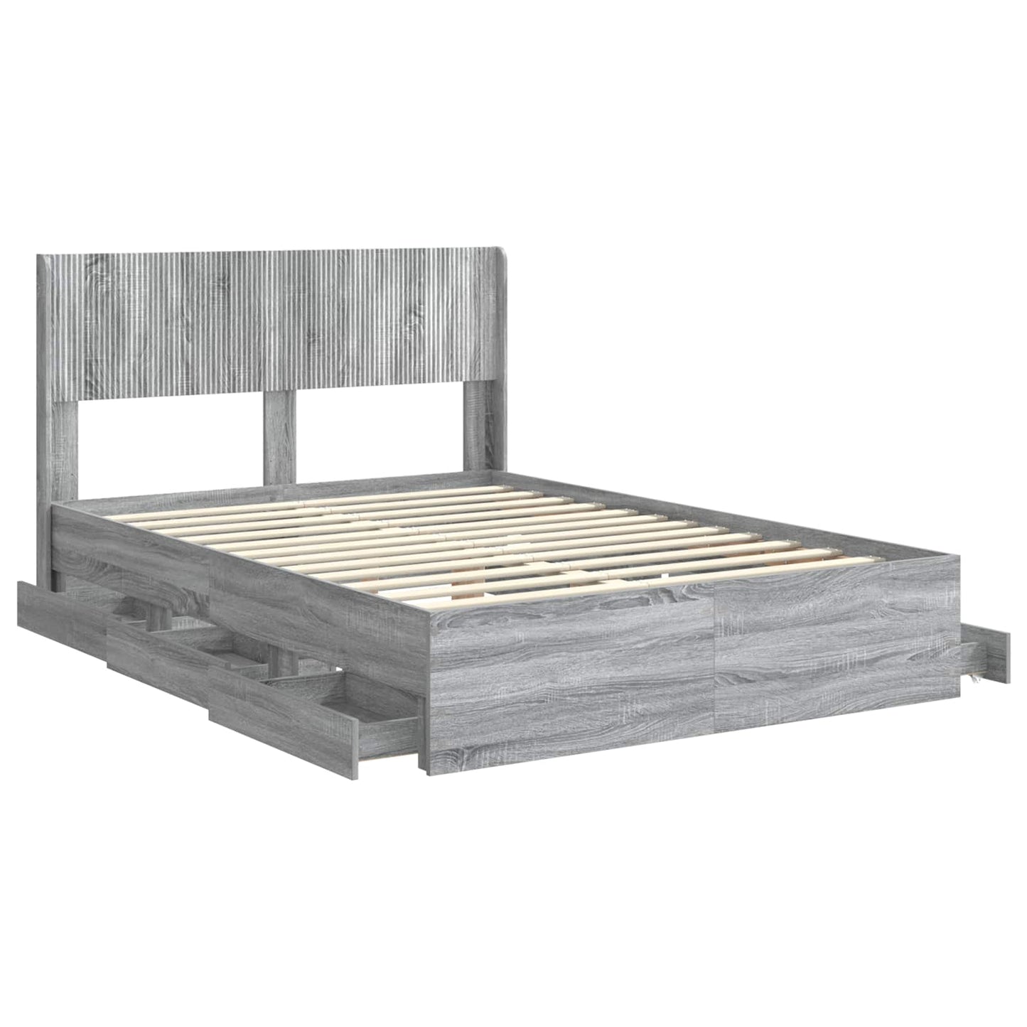 Bed Frame with Storage and Headboard Grey Sonoma 140 x 200 cm