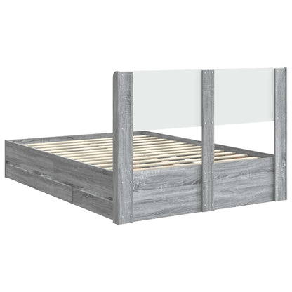 Bed Frame with Storage and Headboard Grey Sonoma 140 x 200 cm