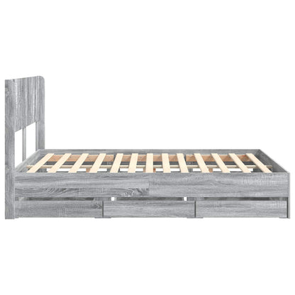 Bed Frame with Storage and Headboard Grey Sonoma 140 x 200 cm
