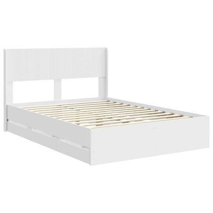Bed Frame with Storage and Headboard White 140 x 190 cm