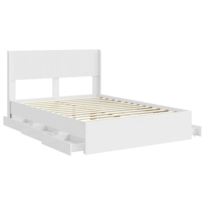 Bed Frame with Storage and Headboard White 140 x 190 cm