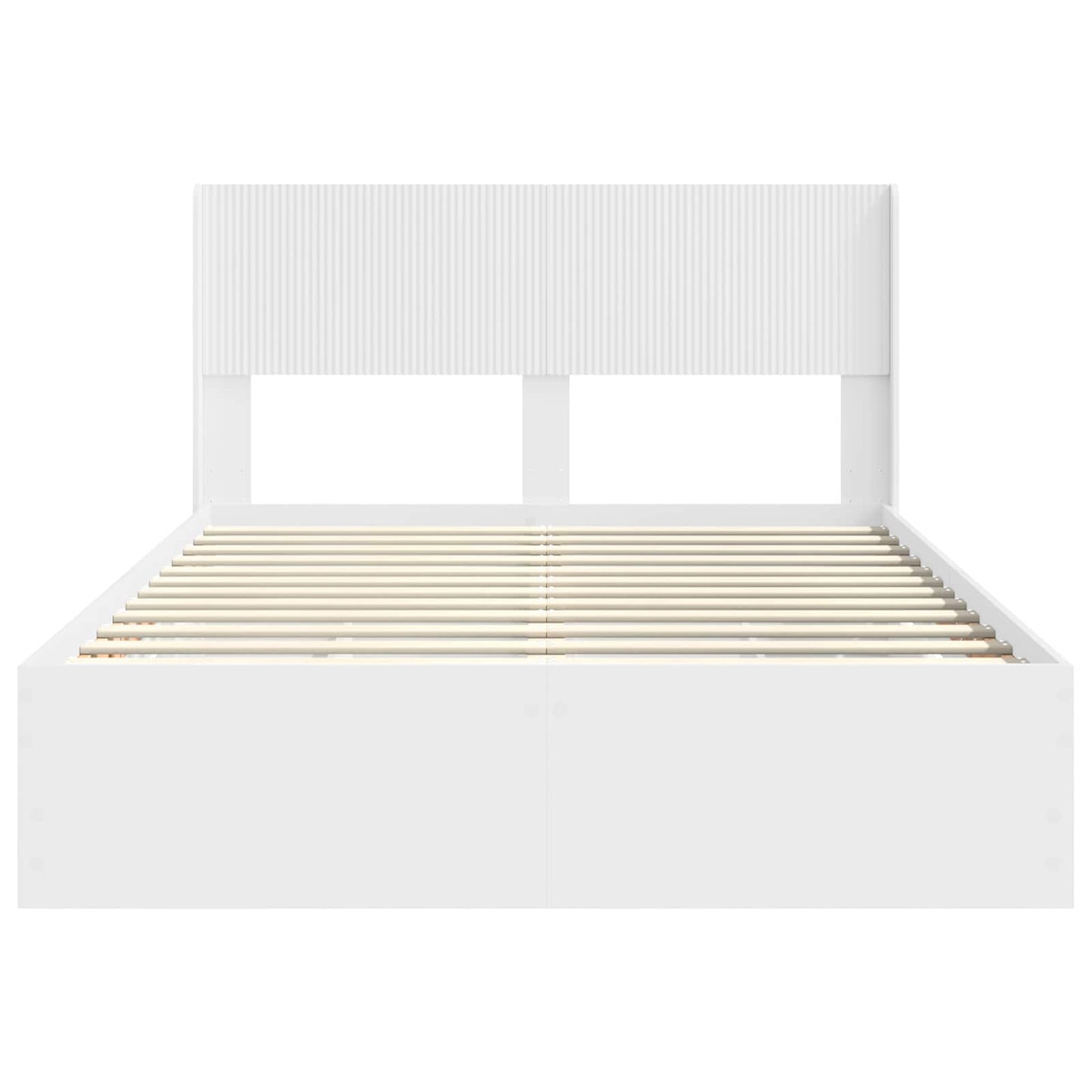 Bed Frame with Storage and Headboard White 140 x 190 cm
