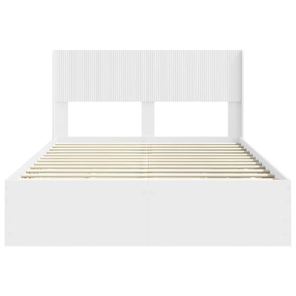 Bed Frame with Storage and Headboard White 140 x 190 cm
