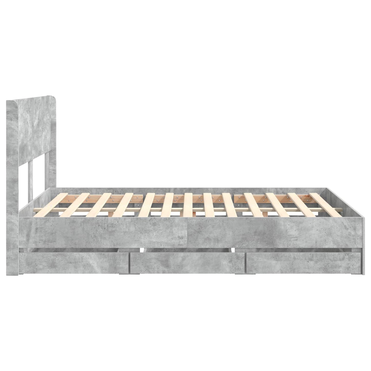 Bed Frame with Storage and Headboard Concrete Grey 135 x 190 cm