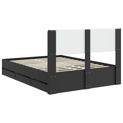 Bed Frame with Storage and Headboard Black 120 x 190 cm