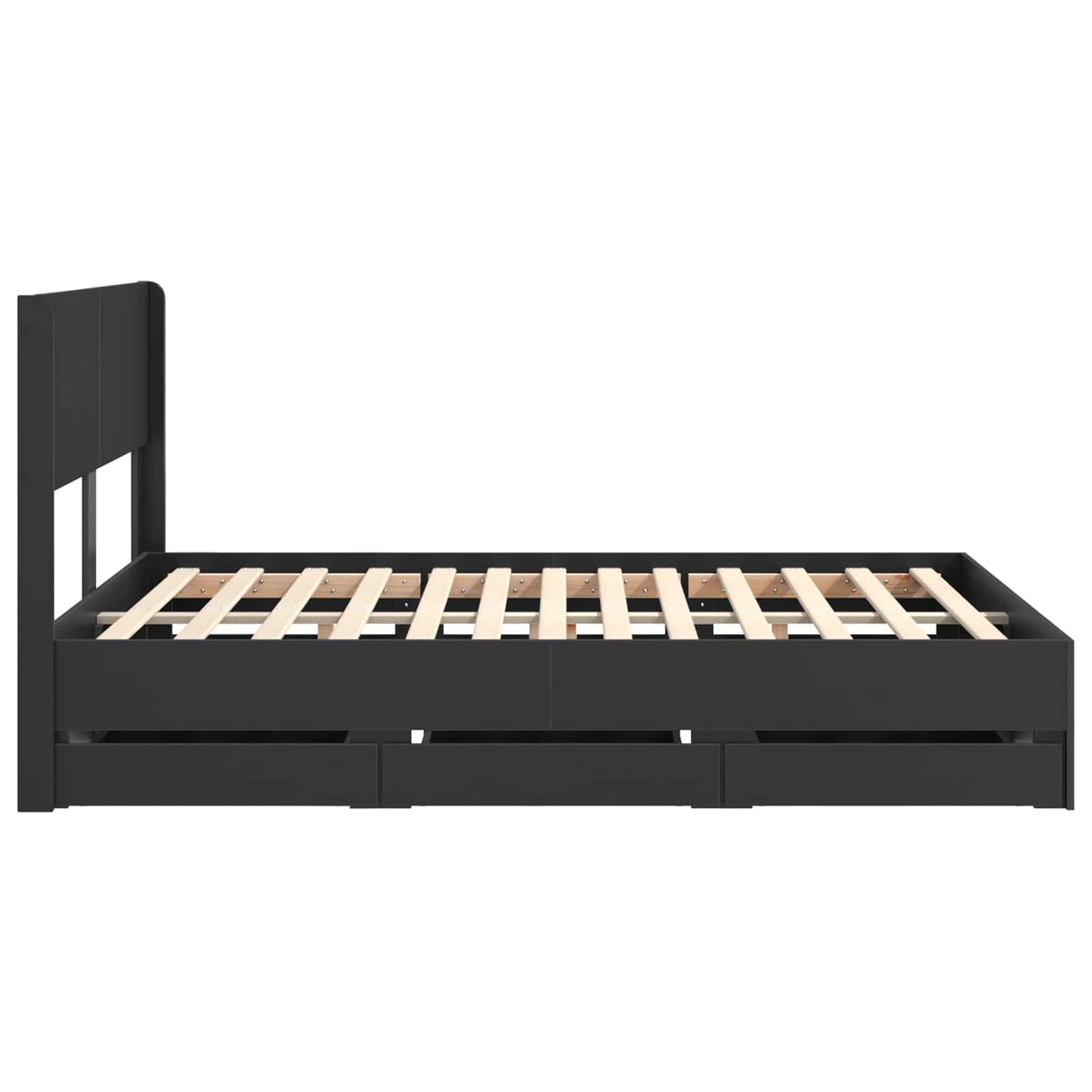 Bed Frame with Storage and Headboard Black 120 x 190 cm