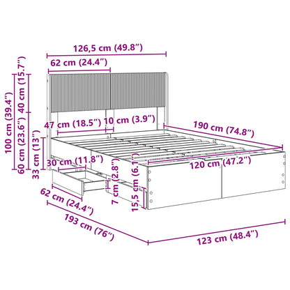 Bed Frame with Storage and Headboard Black 120 x 190 cm