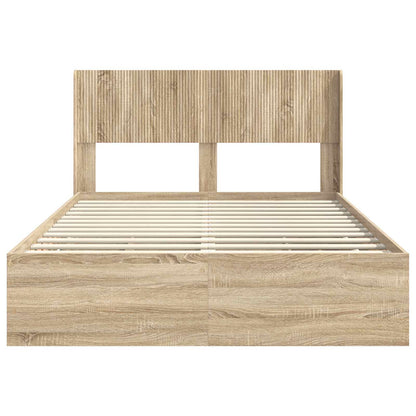 Bed Frame with Storage and Headboard Sonoma Oak 120 x 190 cm