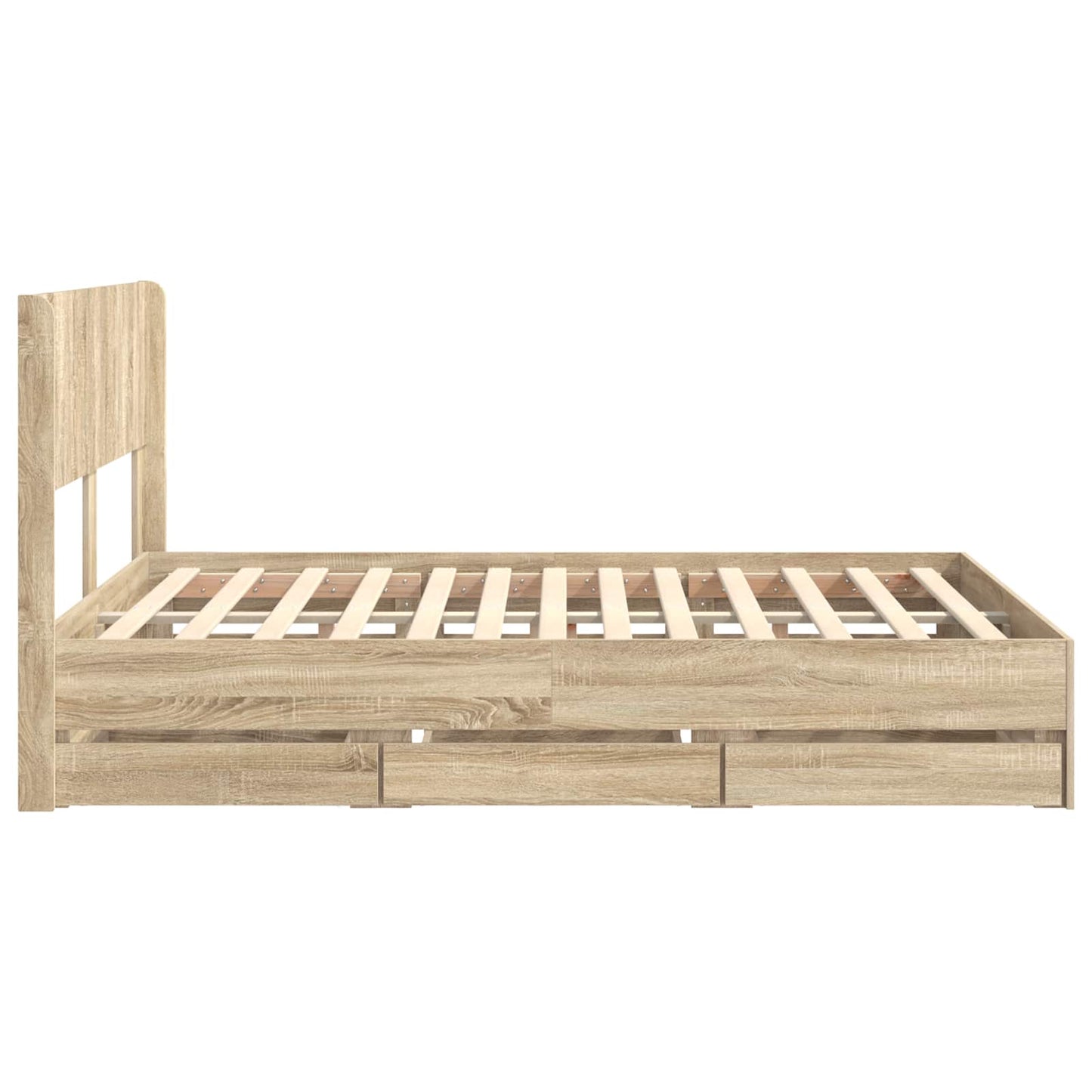 Bed Frame with Storage and Headboard Sonoma Oak 120 x 190 cm