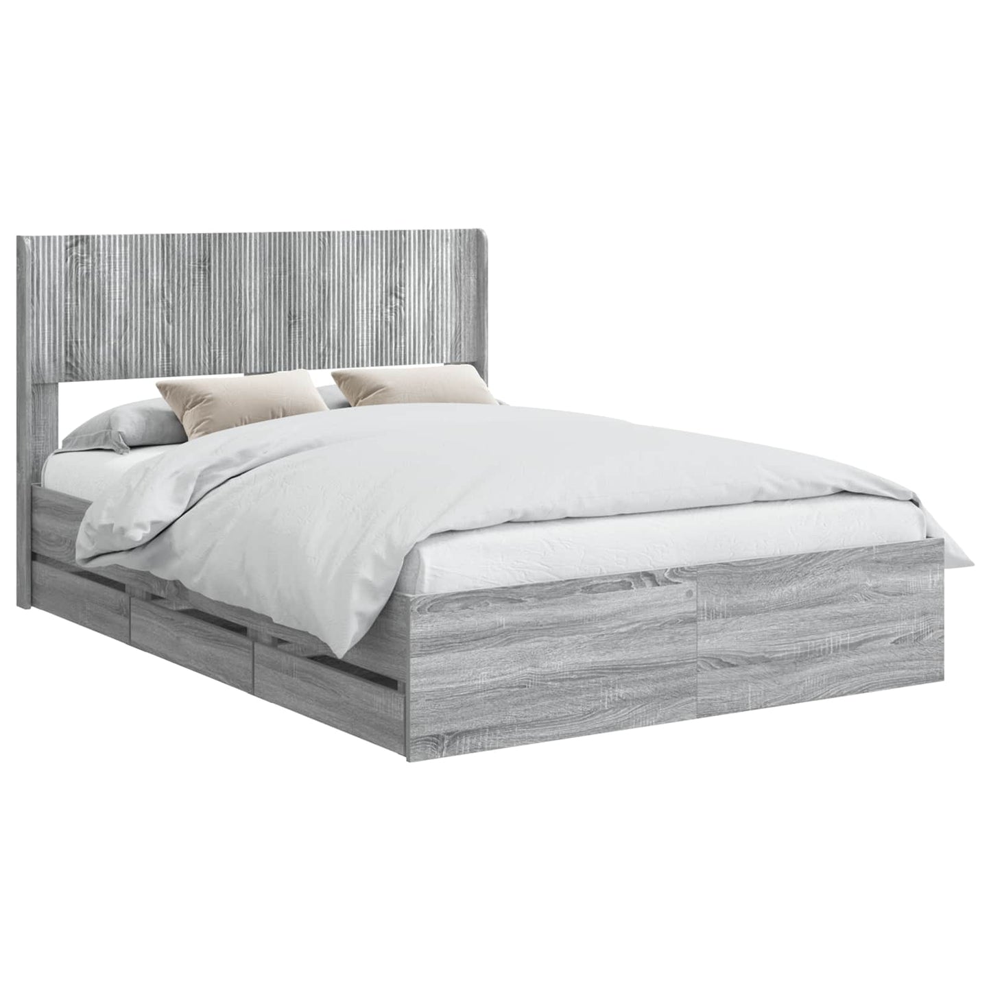 Bed Frame with Storage and Headboard Grey Sonoma 120 x 190 cm